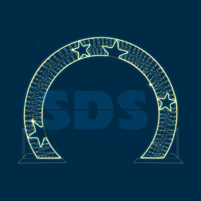 Арка декоративная со звездами плоская 300см тепл. бел. 501-475