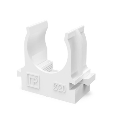 Держатель для труб (клипса) d20мм для прямого монтажа бел. в п/э Промрукав PR13.02562