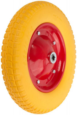 Колесо запасное полиуретановое 330х63х230мм для тачки 77555 (PU 3.25дюйм/3.00дюйм-8дюйм) (посадка ширина 87мм диаметр 16мм) FIT 77585