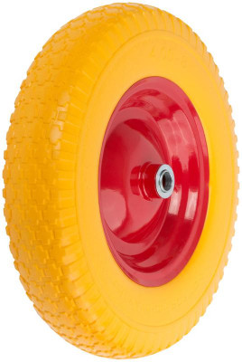 Колесо запасное полиуретановое 380х90х230мм для тачки 77557 (PU 4.80дюйм/4.00дюйм-8дюйм) (посадка ширина 90мм диаметр 20мм) FIT 77587