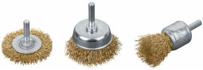 Корщетки со штифтом набор 3шт (колесо 50мм/чашка 50мм/венчик 25мм) FIT 38563