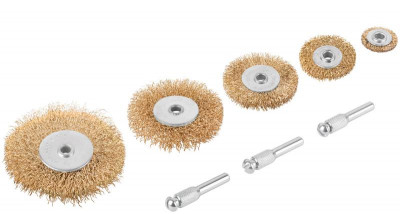 Корщетки со штифтом набор 5шт (колеса 25/38/50/63/75мм) FIT 38572