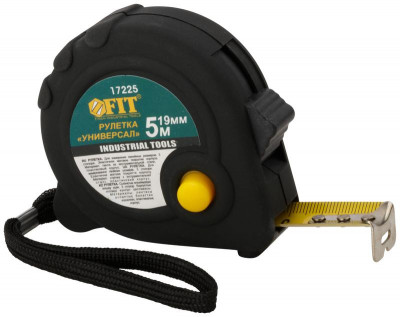 Рулетка Универсал 5мх19мм прорезиненный корпус тройн. стопор FIT 17225
