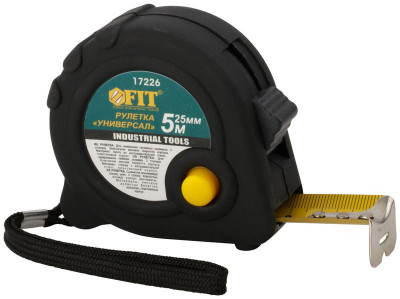 Рулетка Универсал 5мх25мм прорезиненный корпус тройн. стопор FIT 17226