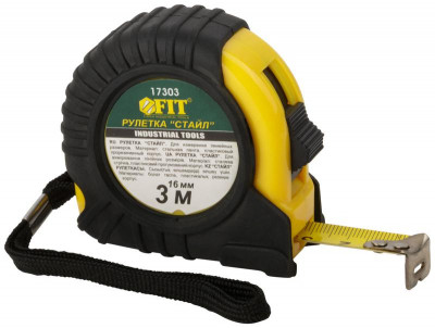 Рулетка Профи Стайл 3мх16мм прорезиненный корпус FIT 17303