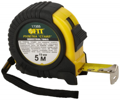 Рулетка Профи Стайл 5мх19мм прорезиненный корпус FIT 17305