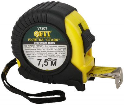 Рулетка Профи Стайл 7.5мх25мм прорезиненный корпус FIT 17307