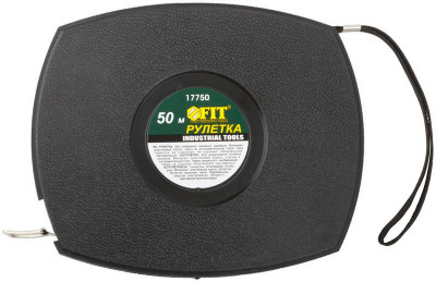 Рулетка 50м стальная лента закрытый корпус пластик. черн. FIT 17750