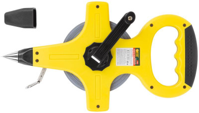 Рулетка геодезическая 50м стальная лента открытый пластик. корпус прорезиненная ручка желт. FIT 17803