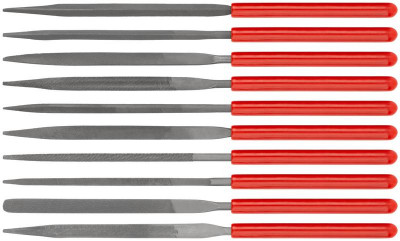 Надфиль узкий ПВХ ручка 3х140/60мм 10шт FIT 42170