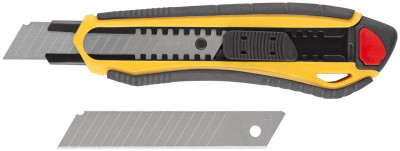 Нож технический 18мм усиленный прорезиненный 2-х сторонняя автофиксация FIT 10248