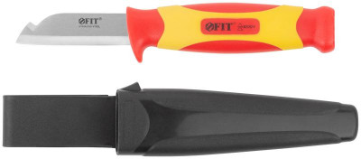 Нож изолированный 1000В нерж. сталь 190мм лезвие 68мм прорезин. ручка FIT 10607