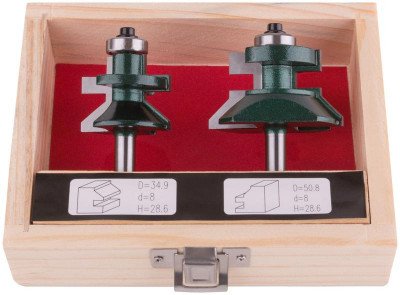 Фрезы по дереву для вагонки набор 2шт деревянный бокс DхH=50.8/34.9х28.6мм (уп.2шт) FIT 36569