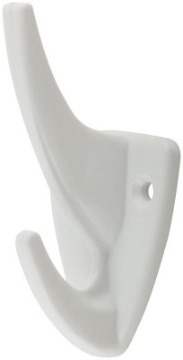 Крючок-вешалка 2-рожковый пластиковый бел. КУРС 66845