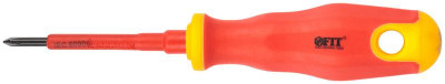 Отвертка изолированная 1000 В CrV сталь прорезиненная ручка 3х60мм РН0 FIT 55891