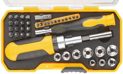 Набор отверток (реверсивная и для точных работ) набор 41шт пластиковый прорезиненный кейс FIT 56385