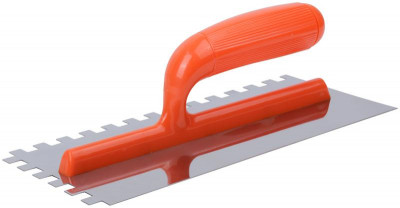 Гладилка нержавеющая с пластик. ручкой 280х130мм зубчатая 10х10мм FIT 05170