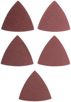Листы шлифовальные треугольные на тканевой основе 80мм набор (уп.5шт) FIT 37953