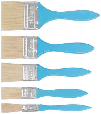 Кисть флейцевая синяя ручка набор 5шт (1/2дюйм 1дюйм 1.5дюйм 2дюйм 2.5дюйм) FIT 01502
