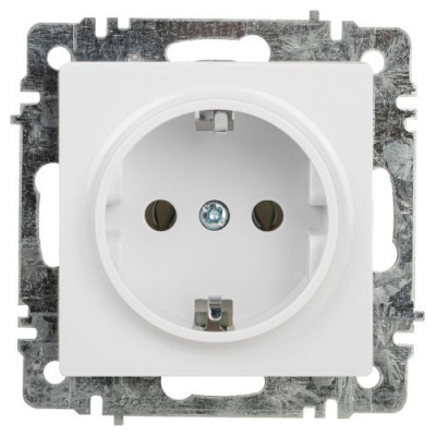 Розетка 1-м СП Accent 6-202-01 16А IP20 250В 2P+E Schuko AL/CU бел. Intro Б0063678