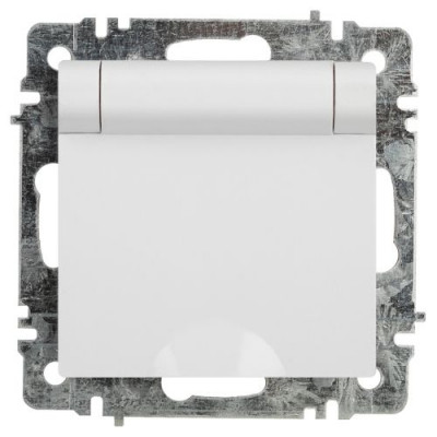 Розетка 1-м СП Accent 6-203-01 16А IP20 250В 2P+E Schuko с крышкой AL/CU бел. Intro Б0063709