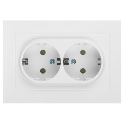Розетка 2-м СП Accent 6-205-01 16А IP20 250В 2P+E Schuko AL/CU бел. Intro Б0063485