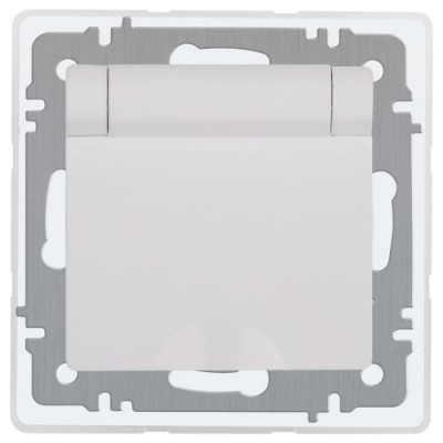 Розетка 1-м СП Accent 6-209-01 16А IP44 250В 2P+E Schuko с крышкой защ. штор. AL/CU бел. Intro Б0063553