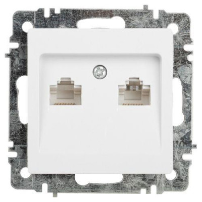 Розетка компьютерная 1-м СП Accent 6-304-01 2xRJ45 IP20 бел. Intro Б0063646