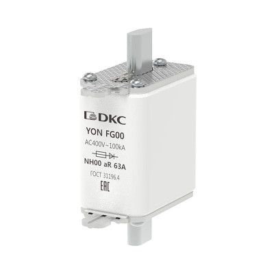 Предохранитель YON ножевого типа FG00 63А 400В хар-ка aR DKC 1FG00-0063-400V-AR