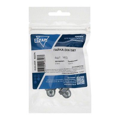 Гайка колпачковая М10 DIN 1587 оцинк. (уп.4шт) Tech-Krep/Zitar 112274