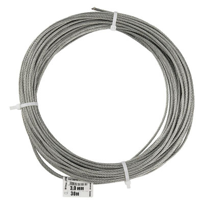 Трос для растяжки 3.0мм DIN 3055 сталь (уп.30м) Zitar 127846
