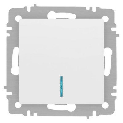 Выключатель 1-кл. СП Accent 6-102-01М 10А IP20 250В с подсветкой AL/CU бел. матов. Intro Б0063466