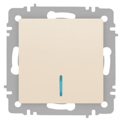 Выключатель 1-кл. СП Accent 6-102-02 10А IP20 250В с подсветкой AL/CU сл. кость Intro Б0063428