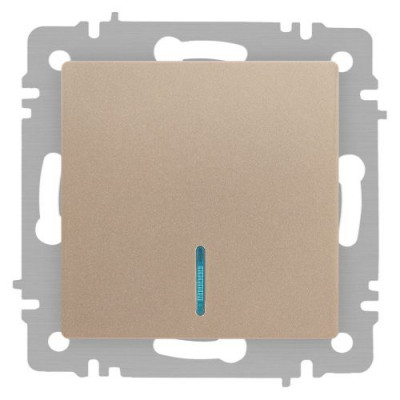 Выключатель 1-кл. СП Accent 6-102-04 10А IP20 250В с подсветкой AL/CU шампань Intro Б0063475
