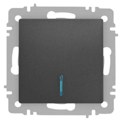 Выключатель 1-кл. СП Accent 6-102-07 10А IP20 250В с подсветкой AL/CU графит Intro Б0063434