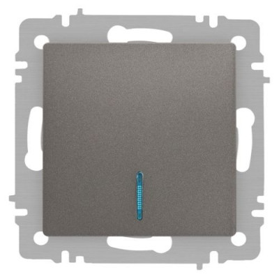 Выключатель 1-кл. СП Accent 6-102-09 10А IP20 250В с подсветкой AL/CU титан Intro Б0063460