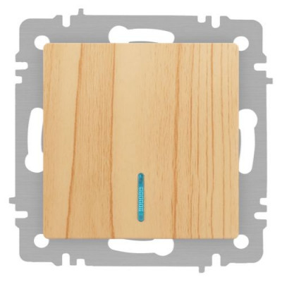 Выключатель 1-кл. СП Accent 6-102-11 10А IP20 250В с подсветкой AL/CU сосна Intro Б0063439