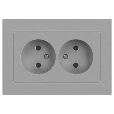 Розетка 2-м СП Accent 6-204-03 16А IP20 250В 2P AL/CU алюм. Intro Б0063453