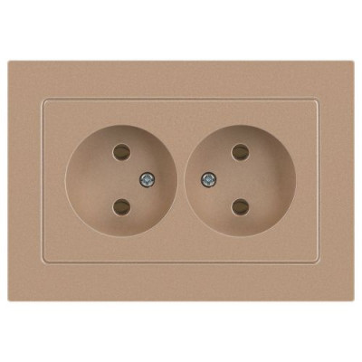 Розетка 2-м СП Accent 6-204-04 16А IP20 250В 2P AL/CU шампань Intro Б0063462