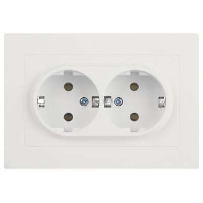 Розетка 2-м СП Accent 6-205-01М 16А IP20 250В 2P+E Schuko AL/CU бел. матов. Intro Б0063487