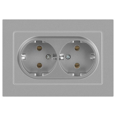 Розетка 2-м СП Accent 6-205-03 16А IP20 250В 2P+E Schuko AL/CU алюм. Intro Б0063490