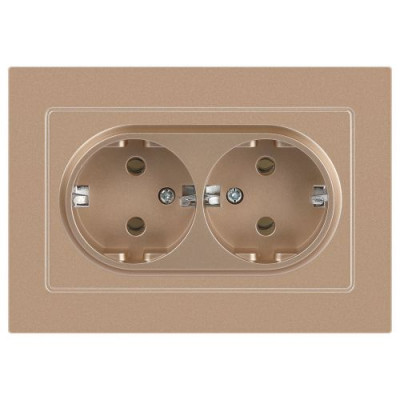 Розетка 2-м СП Accent 6-205-04 16А IP20 250В 2P+E Schuko AL/CU шампань Intro Б0063492