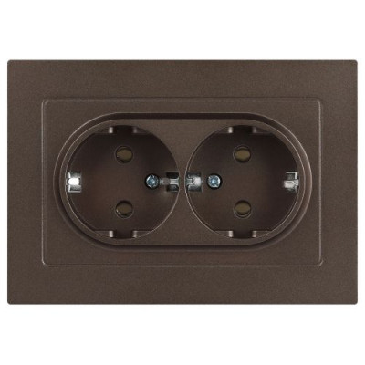 Розетка 2-м СП Accent 6-205-08 16А IP20 250В 2P+E Schuko AL/CU бронза Intro Б0063498