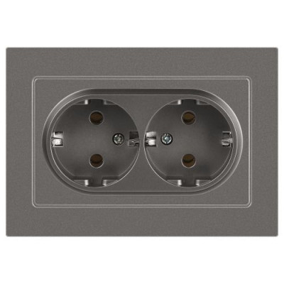 Розетка 2-м СП Accent 6-205-09 16А IP20 250В 2P+E Schuko AL/CU титан Intro Б0063500
