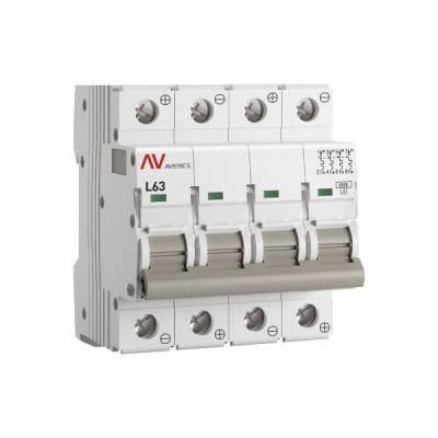 Выключатель автоматический модульный 4п L 63А 6кА AV-6 DC AVERES EKF mcb6-DC-4-63L-av
