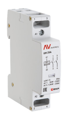 Контактор модульный КМ 25А 1NC+1NO 24В AC (1 мод.) AVERES EKF km-av-1-25-11-24V