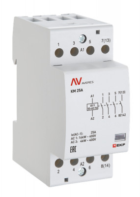 Контактор модульный КМ 40А 2NО 24В AC (2 мод.) AVERES EKF km-av-2-40-20-24V