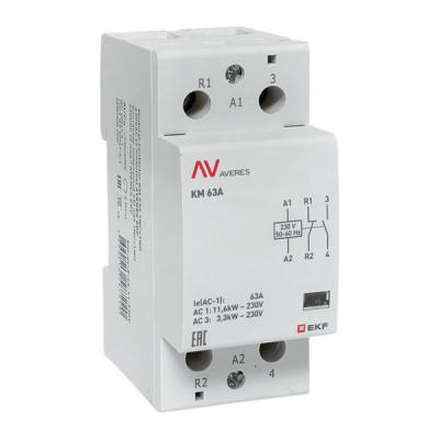 Контактор модульный КМ 63А 1NC+1NO 230В AC (2 мод.) AVERES EKF km-av-2-63-11-230V