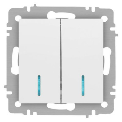 Выключатель 2-кл. СП Accent 6-105-01М 10А IP20 250В с подсветкой AL/CU бел. матов. Intro Б0063507