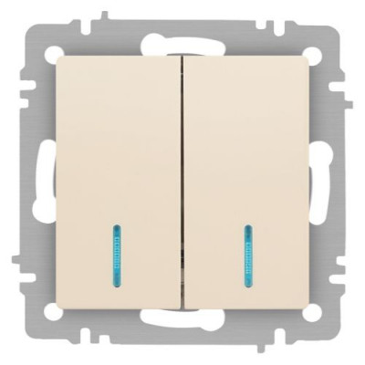 Выключатель 2-кл. СП Accent 6-105-02 10А IP20 250В с подсветкой AL/CU сл. кость Intro Б0063509